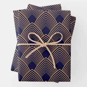 Das Design von "Gold und Blau" Geschenkpapier Set