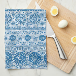 Das Design von Indigo Blue Floral Imitate ist indi Küchentuch