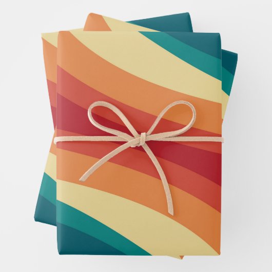Das Design von mehrfarbigen Retrowellen Geschenkpapier Set (Beispiel)