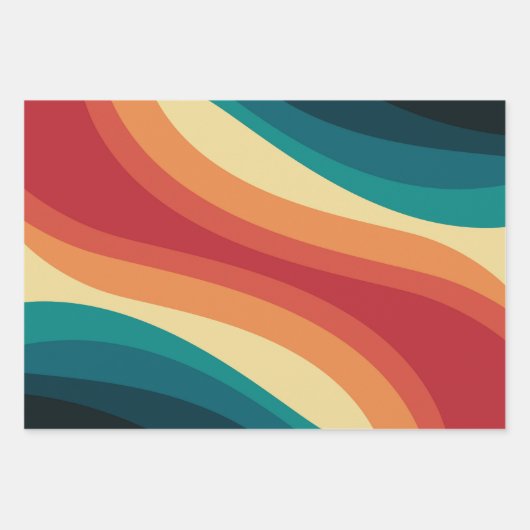 Das Design von mehrfarbigen Retrowellen Geschenkpapier Set (Vorderseite)
