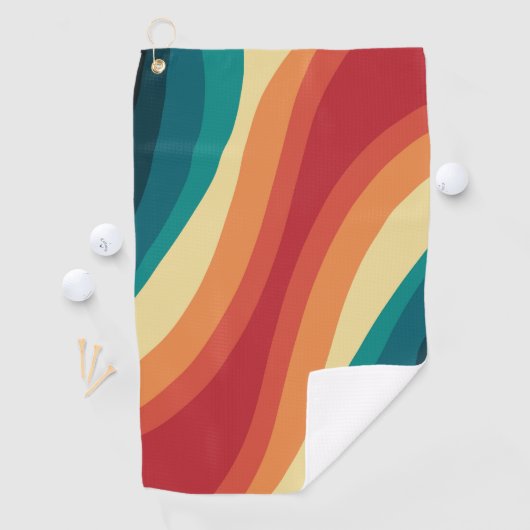 Das Design von mehrfarbigen Retrowellen Golfhandtuch (Insitu)