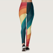 Das Design von mehrfarbigen Retrowellen Leggings (Rückseite)