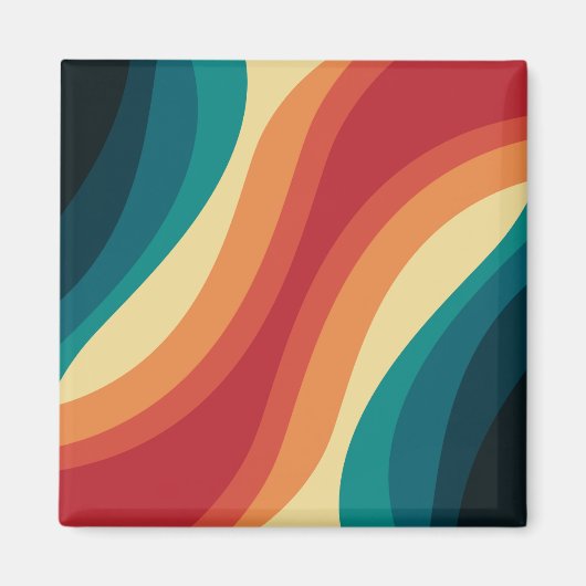 Das Design von mehrfarbigen Retrowellen Magnet (Vorne)