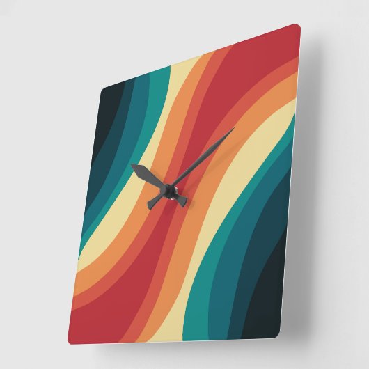 Das Design von mehrfarbigen Retrowellen Quadratische Wanduhr (Winkel)