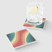 Das Design von mehrfarbigen Retrowellen Steinuntersetzer (Seitenansicht)