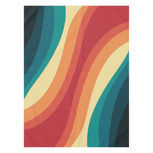 Das Design von mehrfarbigen Retrowellen Tischdecke (Vorderseite)