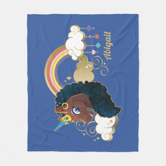 Das Design von Regenbogen und Wolken im Einhorn Fleecedecke (Vorderseite)