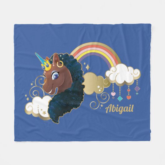 Das Design von Regenbogen und Wolken im Einhorn Fleecedecke (Vorderseite (Horizontal))