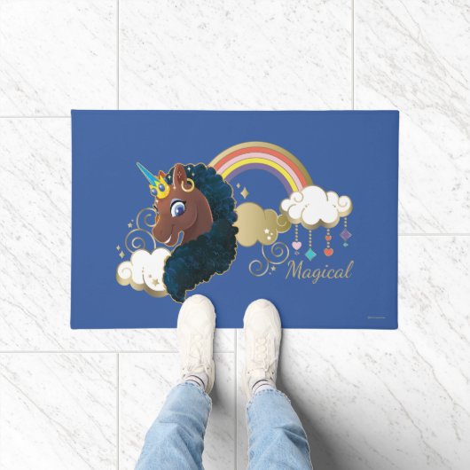 Das Design von Regenbogen und Wolken im Einhorn Fußmatte (Indoor)