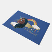 Das Design von Regenbogen und Wolken im Einhorn Fußmatte (Schrägansicht)