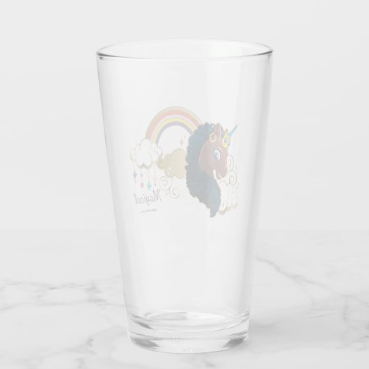 Das Design von Regenbogen und Wolken im Einhorn Glas (Rückseite)