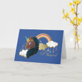 Das Design von Regenbogen und Wolken im Einhorn Karte (Gelbe Blume)