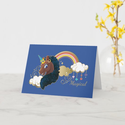 Das Design von Regenbogen und Wolken im Einhorn Karte (Gelbe Blume)