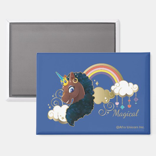 Das Design von Regenbogen und Wolken im Einhorn Magnet (Vorderseite/Rückseite)