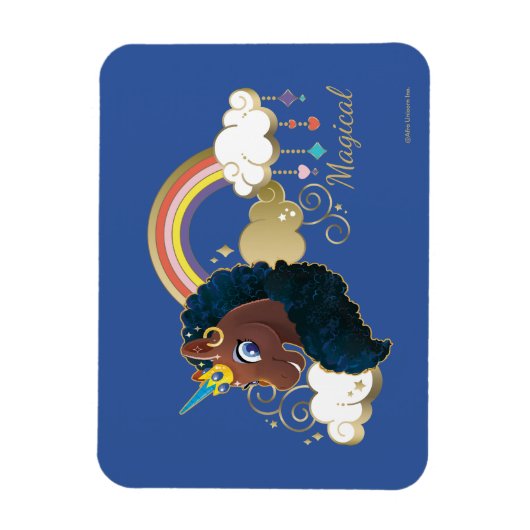 Das Design von Regenbogen und Wolken im Einhorn Magnet (Vertikal)