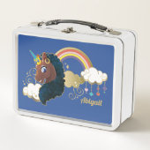 Das Design von Regenbogen und Wolken im Einhorn Metall Brotdose (Vorderseite)