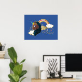 Das Design von Regenbogen und Wolken im Einhorn Poster (Heimbüro)