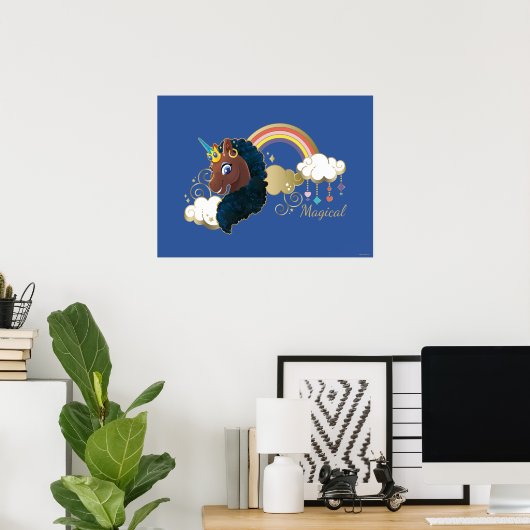 Das Design von Regenbogen und Wolken im Einhorn Poster (Heimbüro)
