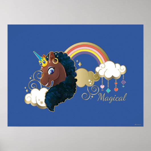 Das Design von Regenbogen und Wolken im Einhorn Poster (Vorne)