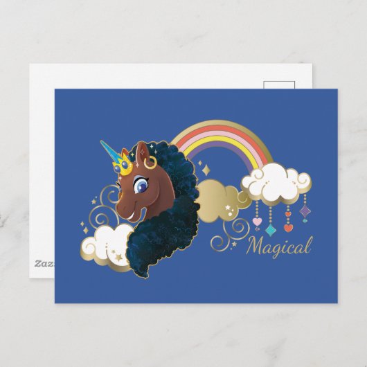 Das Design von Regenbogen und Wolken im Einhorn Postkarte (Vorne/Hinten)