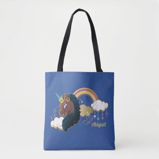 Das Design von Regenbogen und Wolken im Einhorn Tasche (Vorderseite)