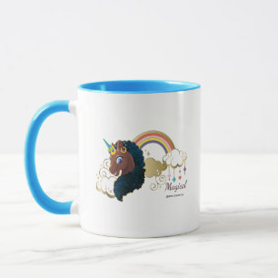 Das Design von Regenbogen und Wolken im Einhorn Tasse