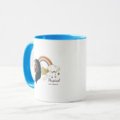 Das Design von Regenbogen und Wolken im Einhorn Tasse (Vorderseite Links)