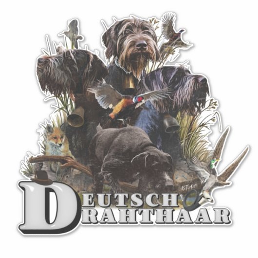 Das deutsche Drahthaar Pointer Aufkleber (Vorderseite)