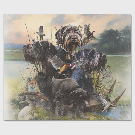 Das deutsche Drahthaar Pointer Geschenkpapier (Flach)