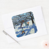 Das Dia im Winter Bourg St Moritz Quadratischer Aufkleber (Umschlag)