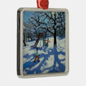 Das Dia im Winter Bourg St Moritz Silbernes Ornament (Rechts)