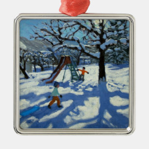 Das Dia im Winter Bourg St Moritz Silbernes Ornament