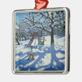 Das Dia im Winter Bourg St Moritz Silbernes Ornament (Links)