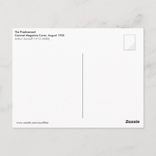 Das Dilemma, 1955 Postkarte (Rückseite)