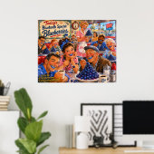Das Diner Bluetooth Blaubeeren Retro Cartoon Poster (Heimbüro)