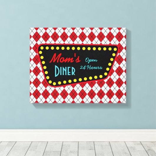 Das Diner-Zeichen der Retro-Mama Leinwanddruck (Insitu (Holzboden))