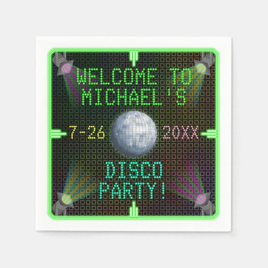 Das Disco-Ball-Party der 70er Jahre Serviette (Vorderseite)