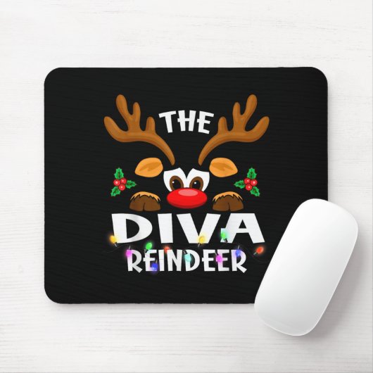 Das Diva-Rentier-Weihnachten Männer Frauen Mousepad (Mit Mouse)