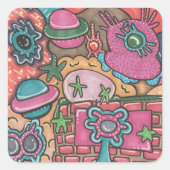 Das Doodle-System Quadratischer Aufkleber (Vorderseite)