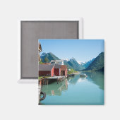 Das Dorf Fjærland und Fjord, norwegischer Magnet (Vorderseite/Rückseite)