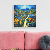 Das Dorf" Moderne Kunst Leinwanddruck (Insitu (Wohnzimmer))