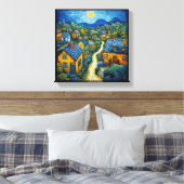 Das Dorf" Moderne Kunst Leinwanddruck (Insitu (Schlafzimmer))