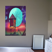 Das Dorf und der blaue Mond | AI Art Poster