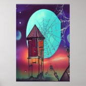 Das Dorf und der blaue Mond | AI Art Poster (Vorne)