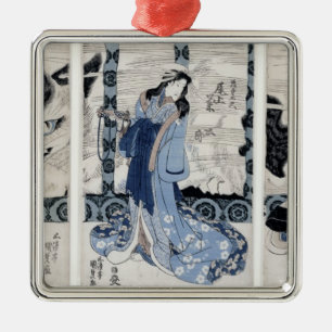 Das Dorf von Yatsuhashi bei Okasaki Ornament Aus Metall