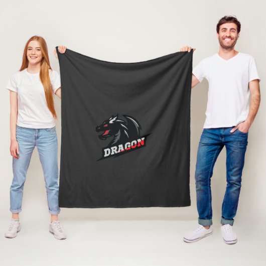 das Drachenlogo auf schwarzem Hintergrund Fleecedecke (Beispiel)
