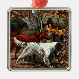 Das Drei-Setter-Weihnachtsornament Silbernes Ornament