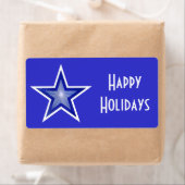 Das dunkelblaue Star-Label "Happy Holidays" ist bl (Insitu)
