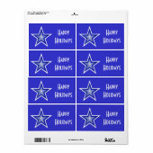 Das dunkelblaue Star-Label "Happy Holidays" ist bl (Vorne)