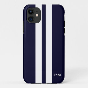 Das dunkelblaue Weiß-laufende Streifen-Initialen Case-Mate iPhone Hülle